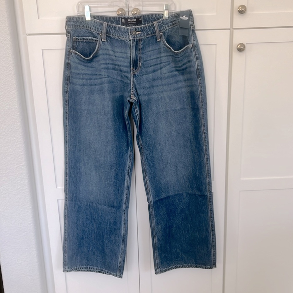 Hollister Women’s Low Rise Baggy Jeans Medium Rinse Plus Size 14 NWT - Picture 7 of 8